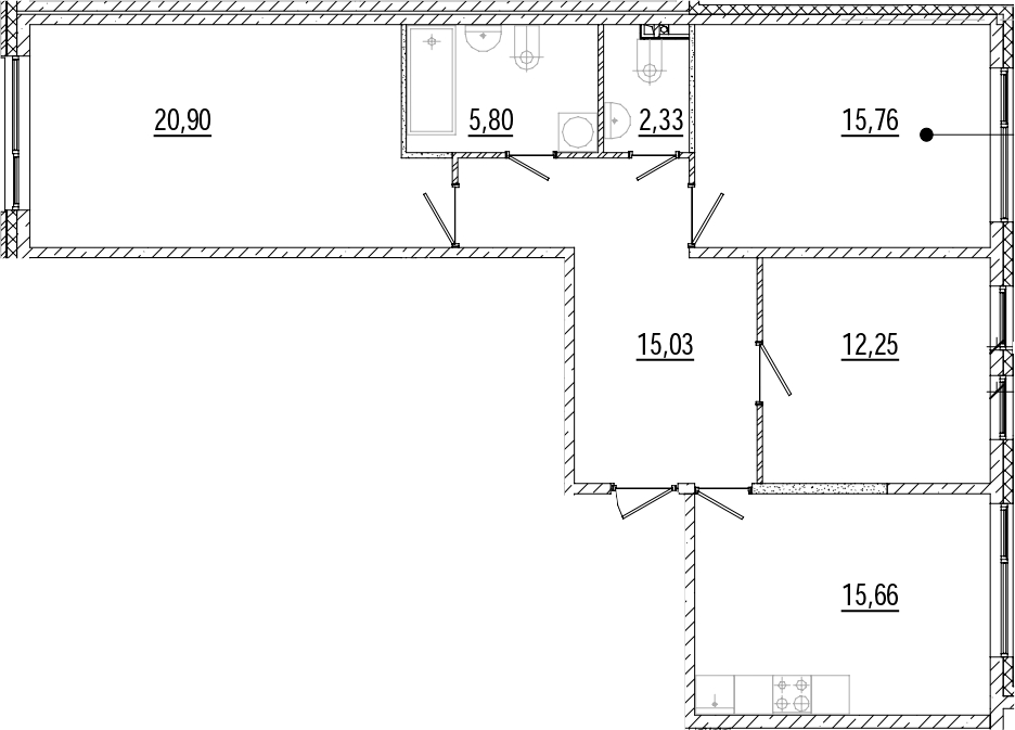 3-комнатная квартира 87.73 м², 3/9 эт., ЖК «Мануфактура James Beck»